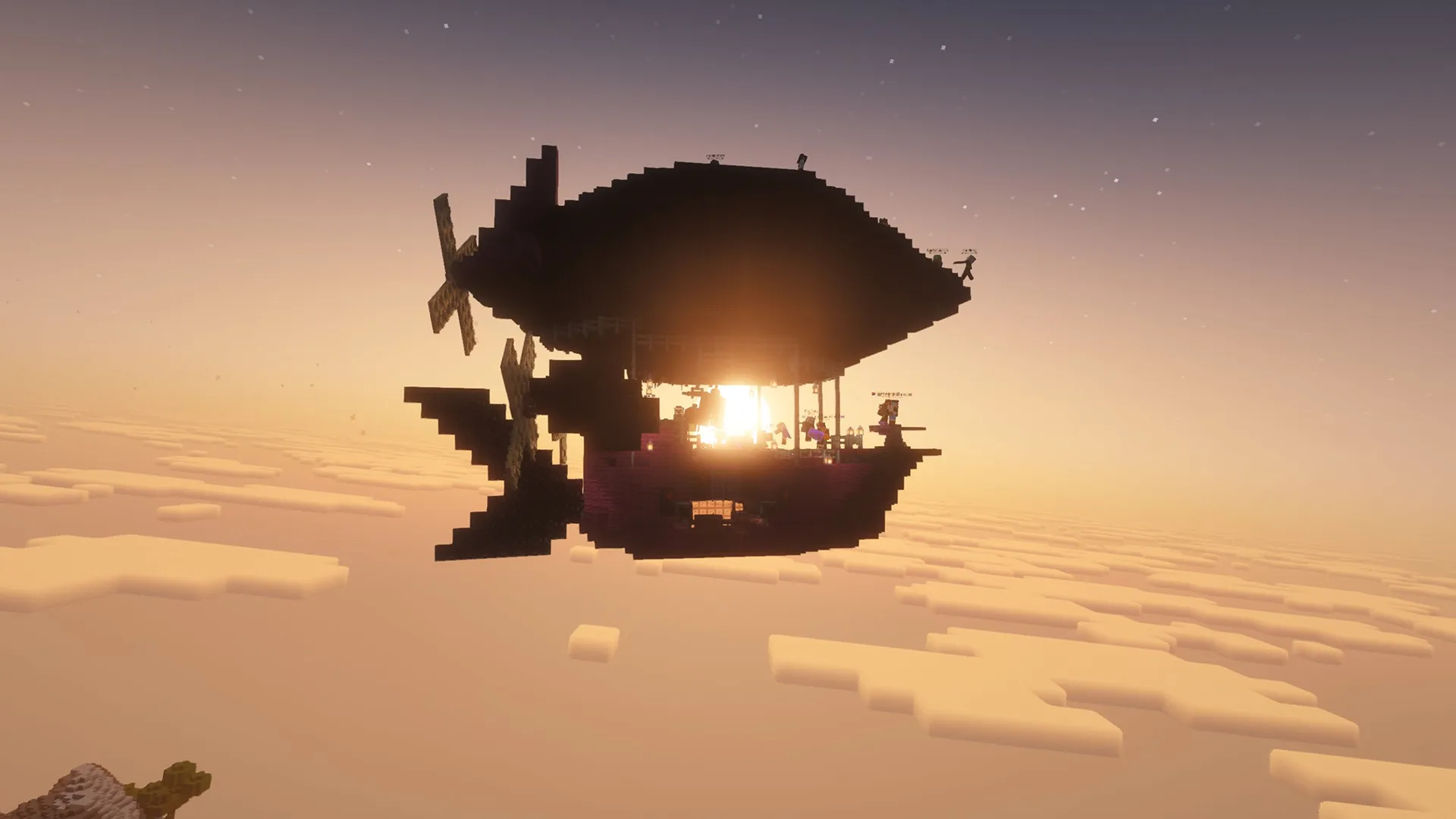 Airship flying in Minecraft