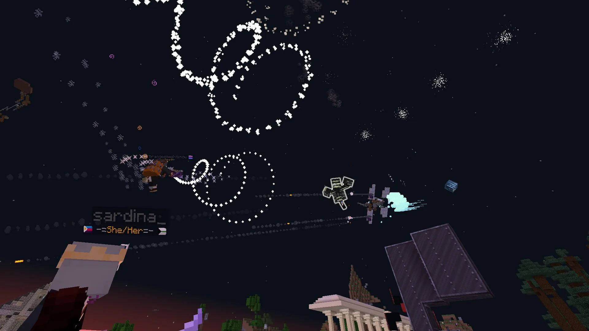 Airplanes flying in the sky in Minecraft