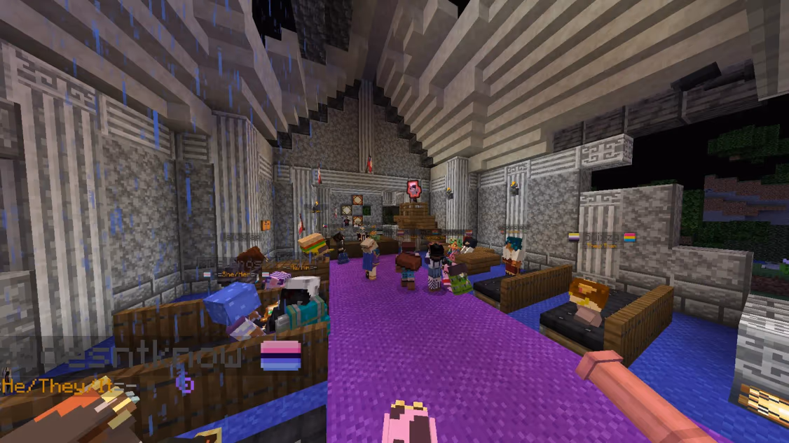 Carro atacando a un jefe en Minecraft