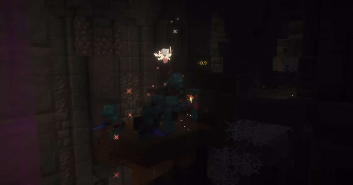 players from El Reto in a castle in Minecraft