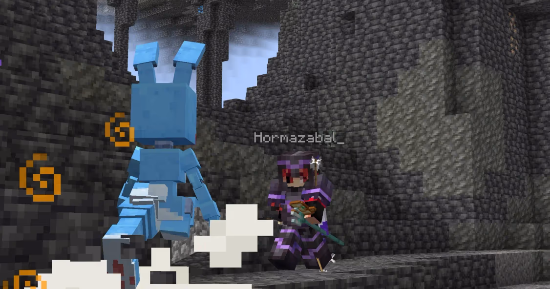 Toy Bonnie advancing towards a player in Minecraft
