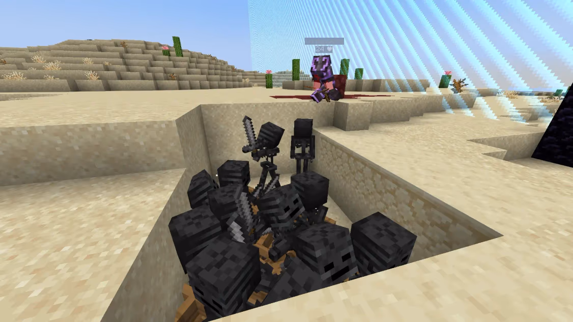 una jugadora con varios withers atrapados